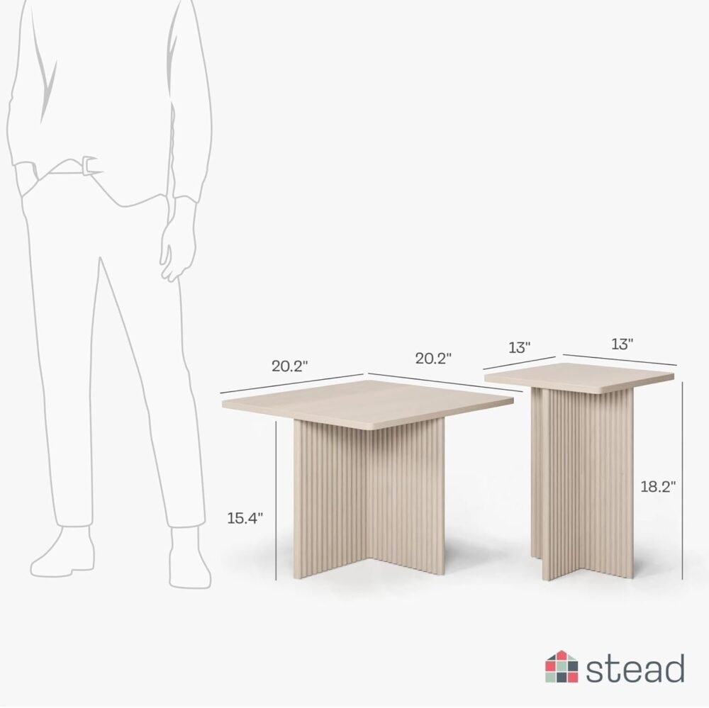 Stead 2-Piece Square Fluted Nesting Coffee Table Set - Image 2