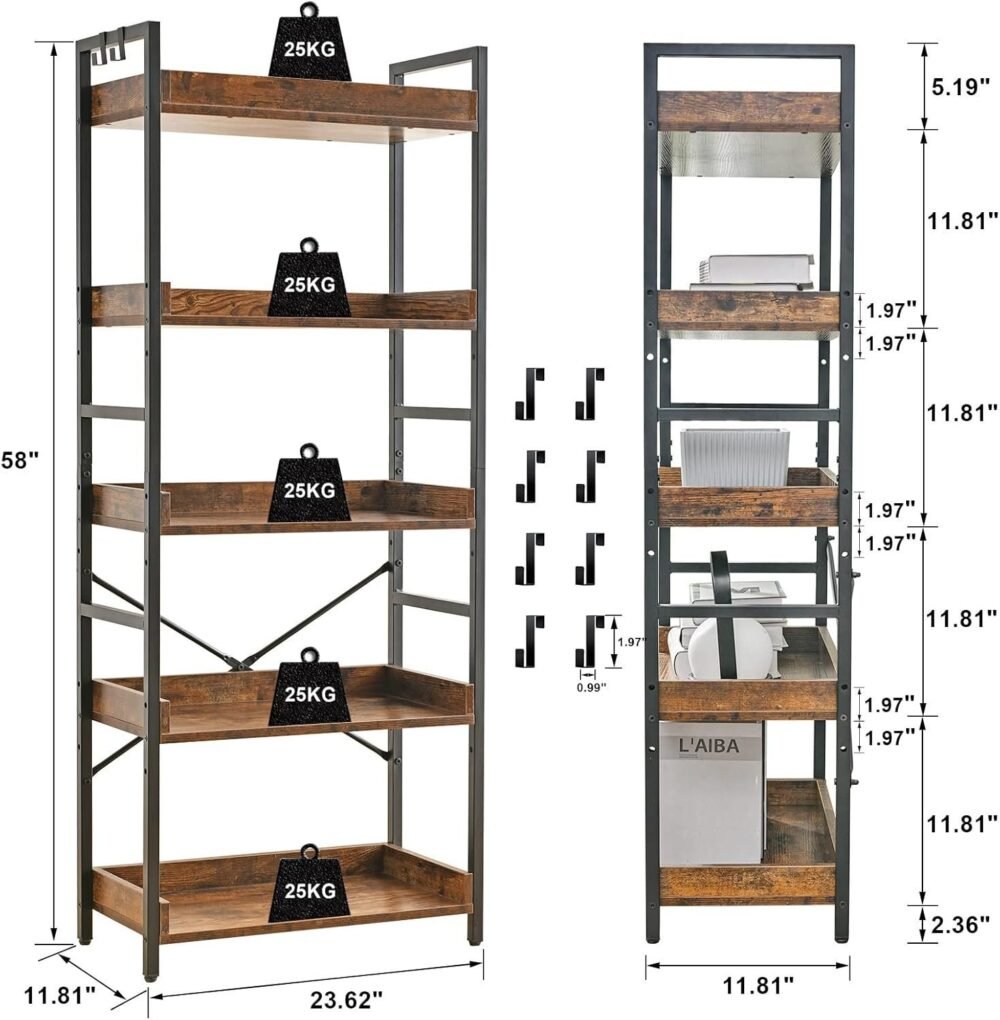 Adjustable 5-Tier Open Bookcase - Image 3