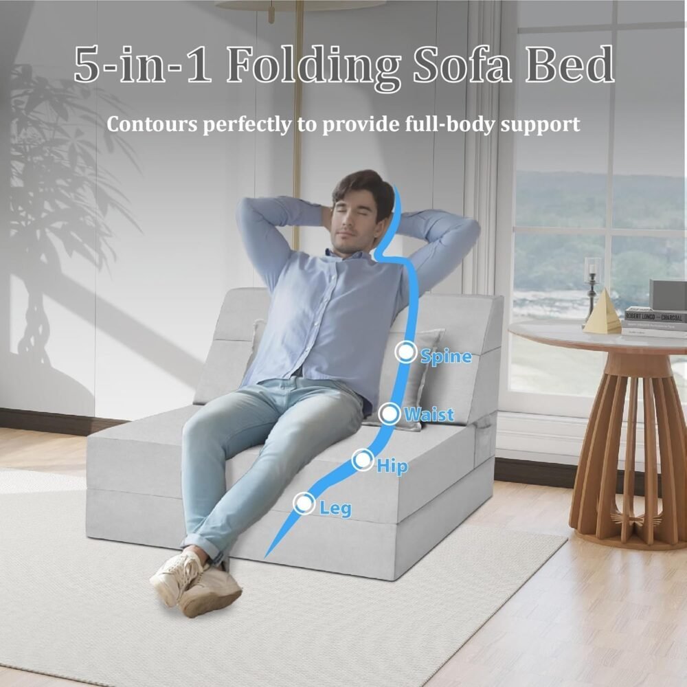 5-in-1 Folding Sofa Bed with Pillow - Image 3